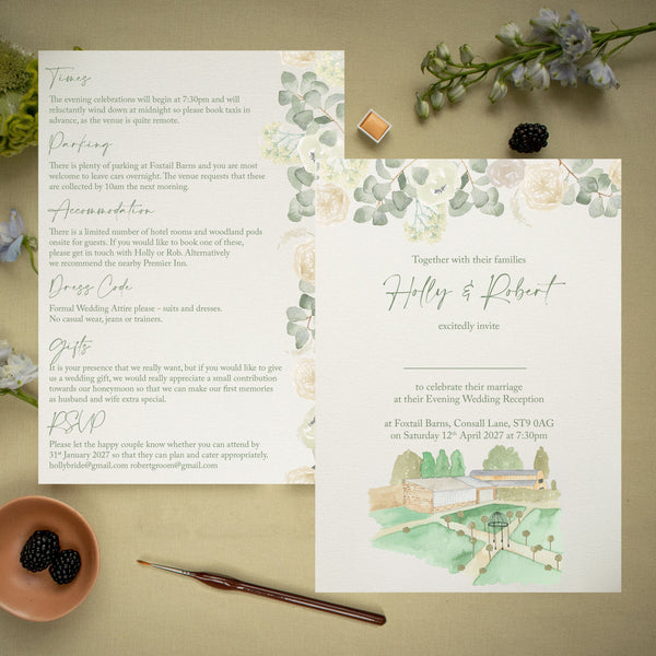 Foxtail Barns A5 Wedding Invitation (Evening Guests)