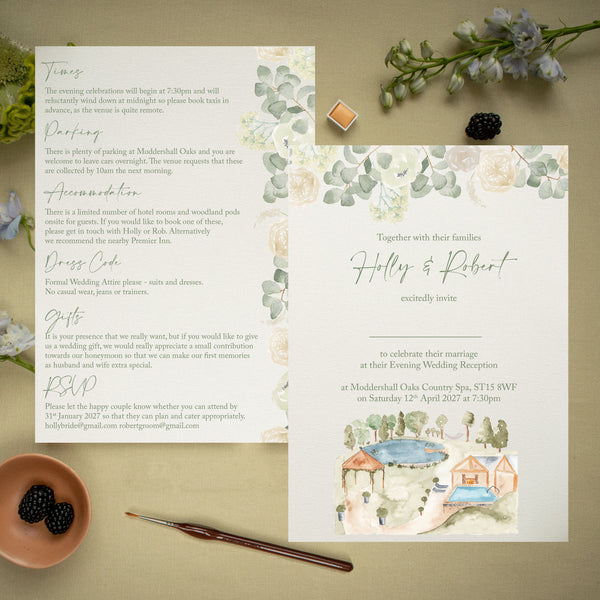 Moddershall Oaks A5 Wedding Invitation (Evening Guests)