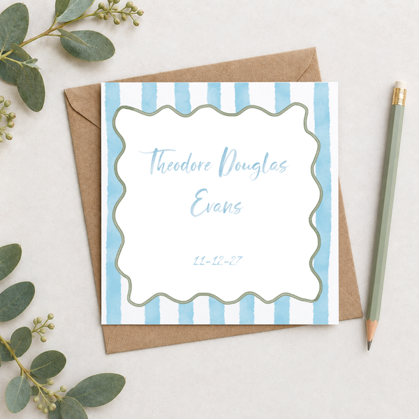 New Baby Wavy Striped Name Card