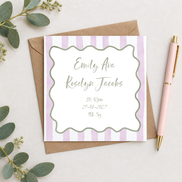 New Baby Wavy Striped Name Card