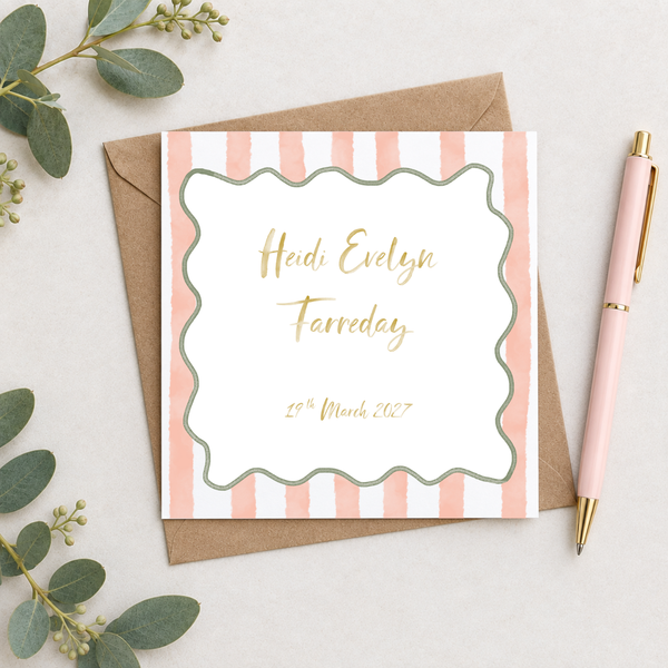 New Baby Wavy Striped Name Card