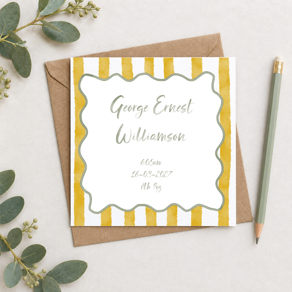 New Baby Wavy Striped Name Card