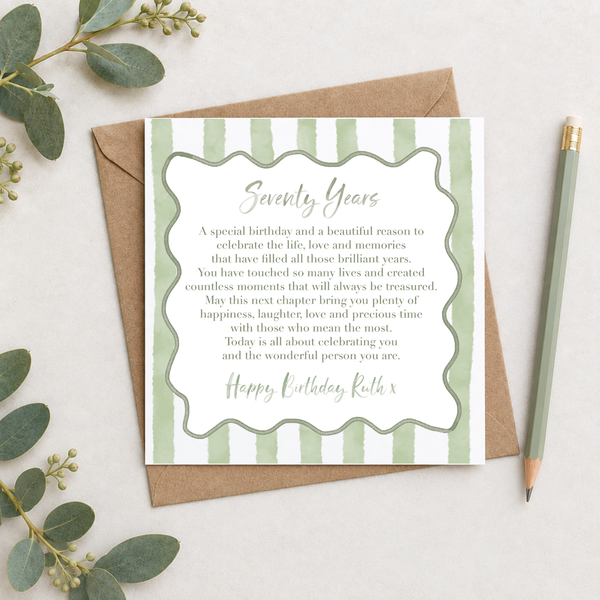 Wavy Striped 40th Birthday Forty Years Personalised Card