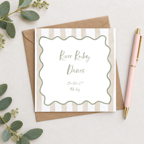 New Baby Wavy Striped Name Card