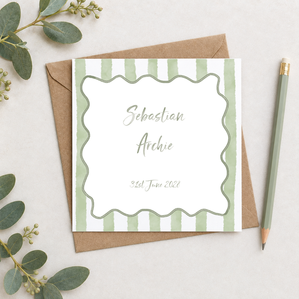 New Baby Wavy Striped Name Card