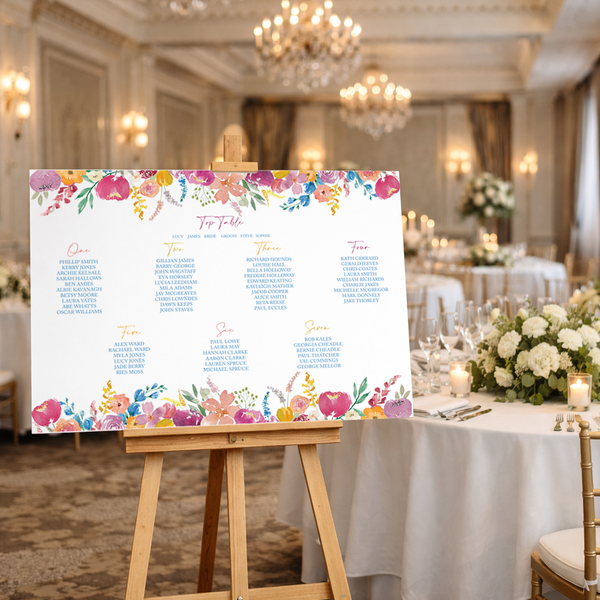 Semi Bespoke A1 Table Plan - Colourful Brights - Yellowstone Art Boutique