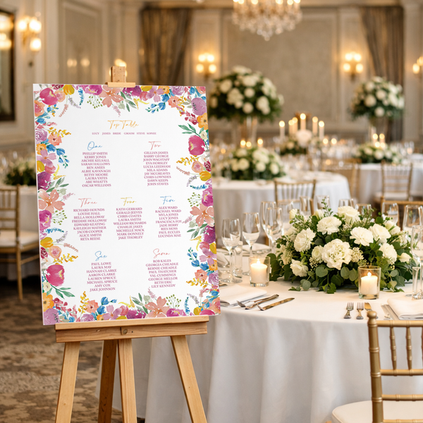 Semi Bespoke A1 Table Plan - Colourful Brights - Yellowstone Art Boutique