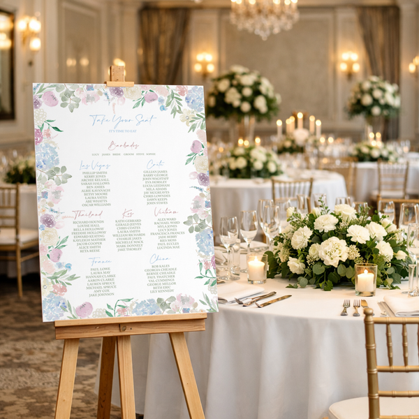 Semi Bespoke A1 Table Plan - Pastel English Country Garden - Yellowstone Art Boutique