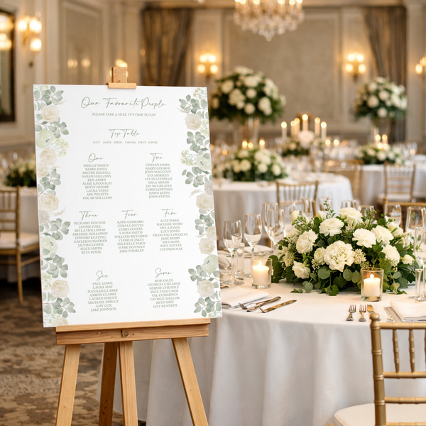 Semi Bespoke A1 Table Plan - Classic Ivory & Sage Green - Yellowstone Art Boutique