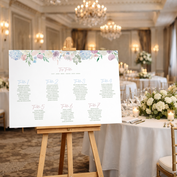 Semi Bespoke A1 Table Plan - Pastel English Country Garden - Yellowstone Art Boutique
