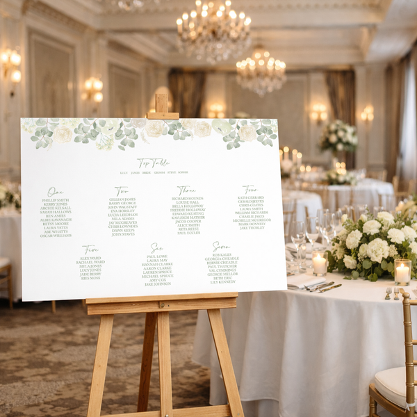 Semi Bespoke A1 Table Plan - Classic Ivory & Sage Green - Yellowstone Art Boutique