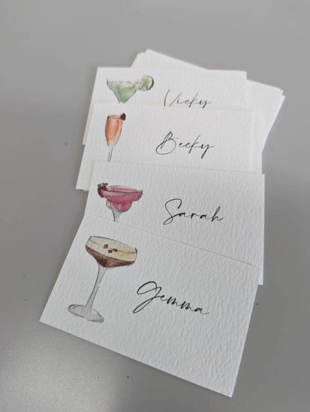 Cocktail Themed Wedding or Party Place Name Cards