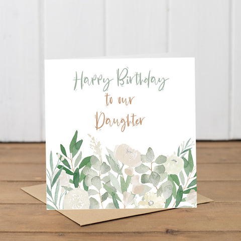 Personalised White English Flowers Birthday Card