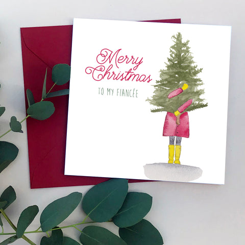 Fiancée Christmas Tree Card