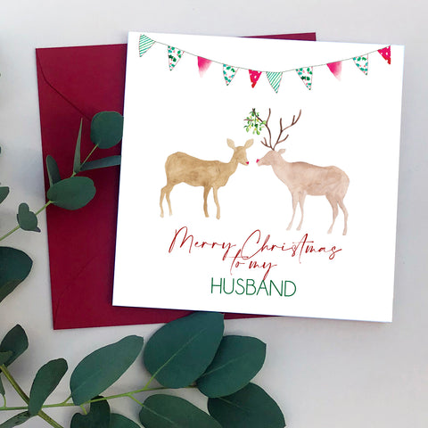 Husband Reindeers Christmas Card