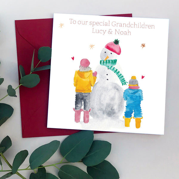 Child or Children Snowman Christmas Card