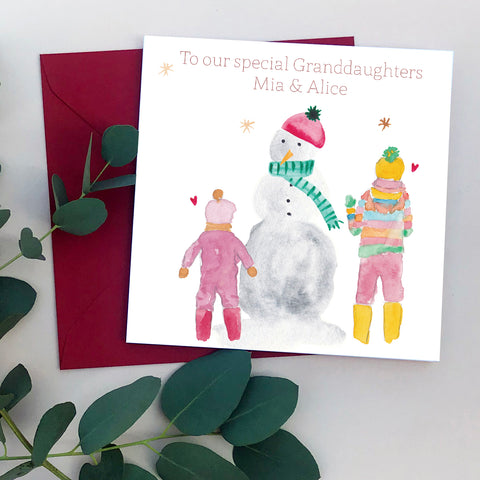 Child or Children Snowman Christmas Card
