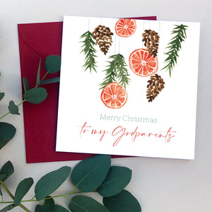 Orange & Pine Cones Christmas Card