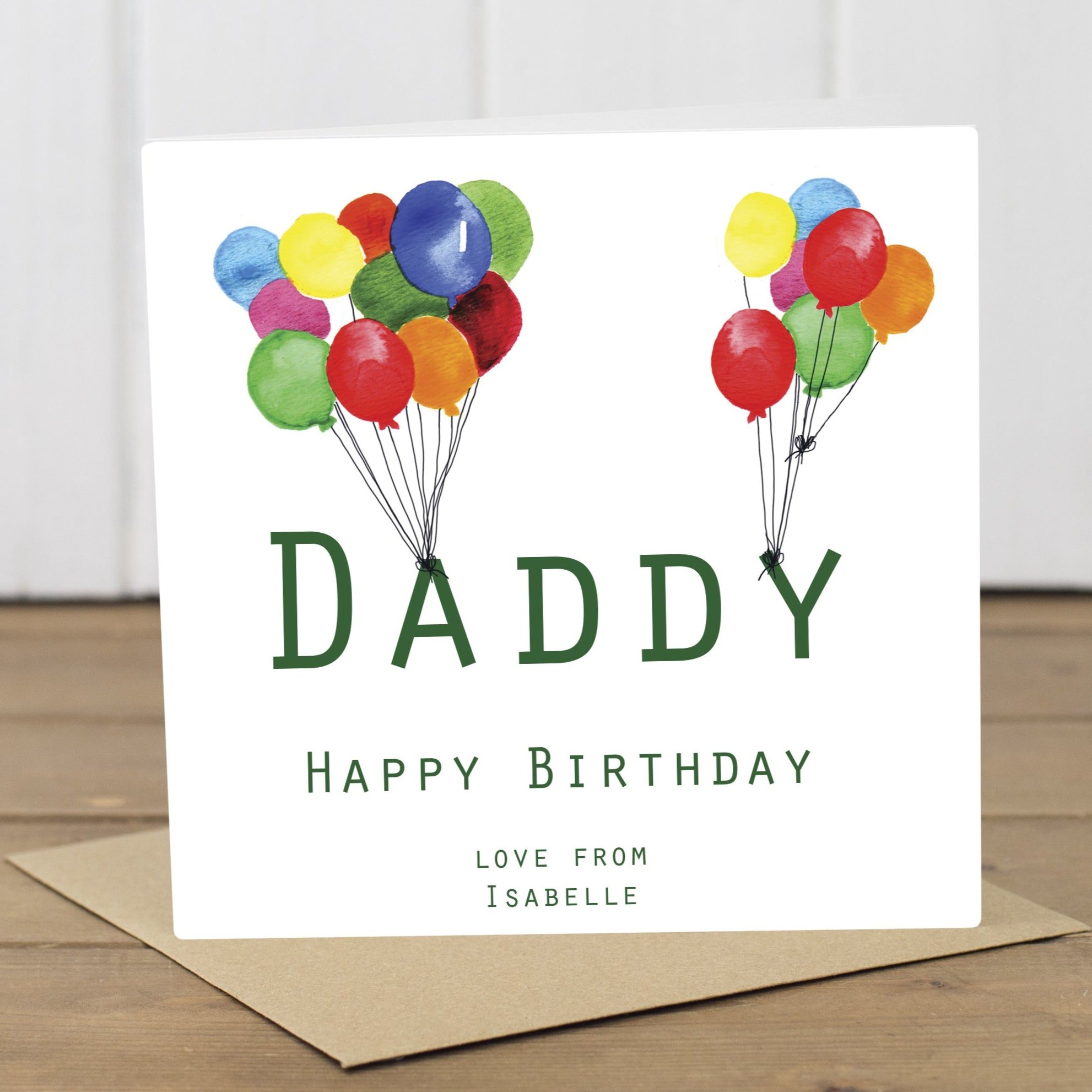 Personalised Daddy Balloons Birthday Card - Yellowstone Art Boutique