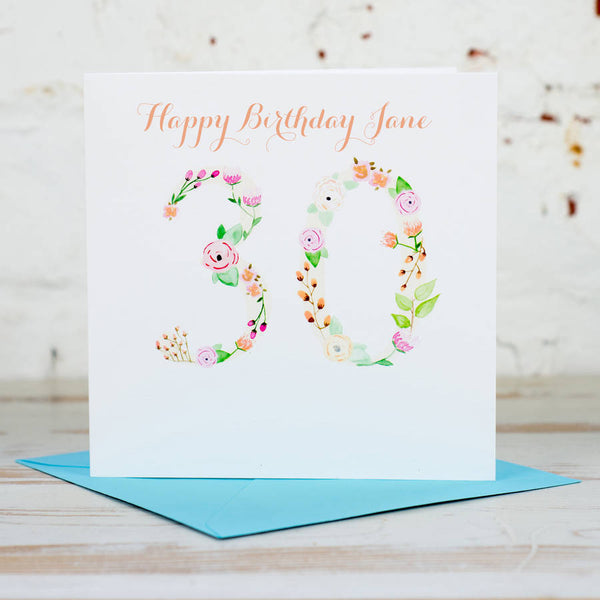 Personalised Floral Age 18th-100th Card - Yellowstone Art Boutique
