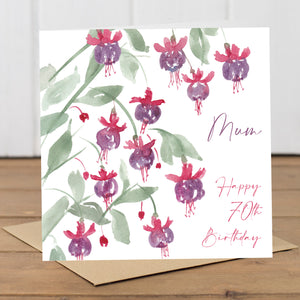 Personalised Fuchsia Flowers Birthday Card