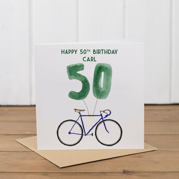 Personalised Bike Balloons Age 18th-100th Card - Yellowstone Art Boutique