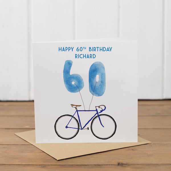 Personalised Bike Balloons Age 18th-100th Card - Yellowstone Art Boutique