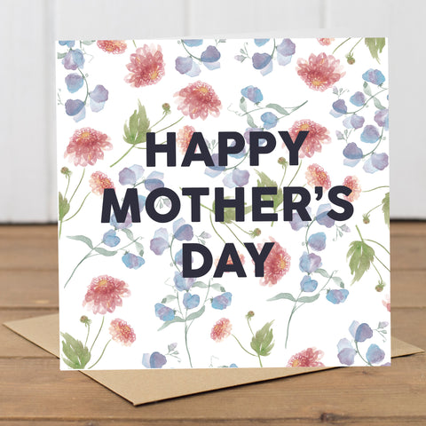 Personalised Sweet Pea & Dahlia Mother's Day Card