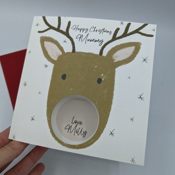 Mummy Personalised Reindeer 'Cut out' Christmas Card
