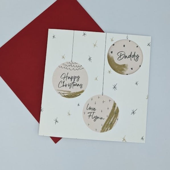 Daddy Personalised Baubles 'Cut out' Christmas Card