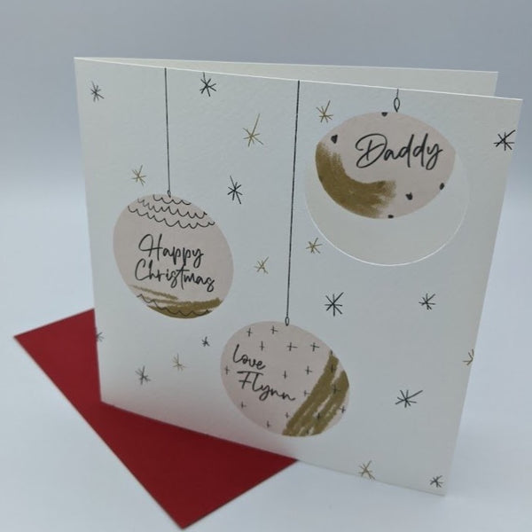 Daddy Personalised Baubles 'Cut out' Christmas Card