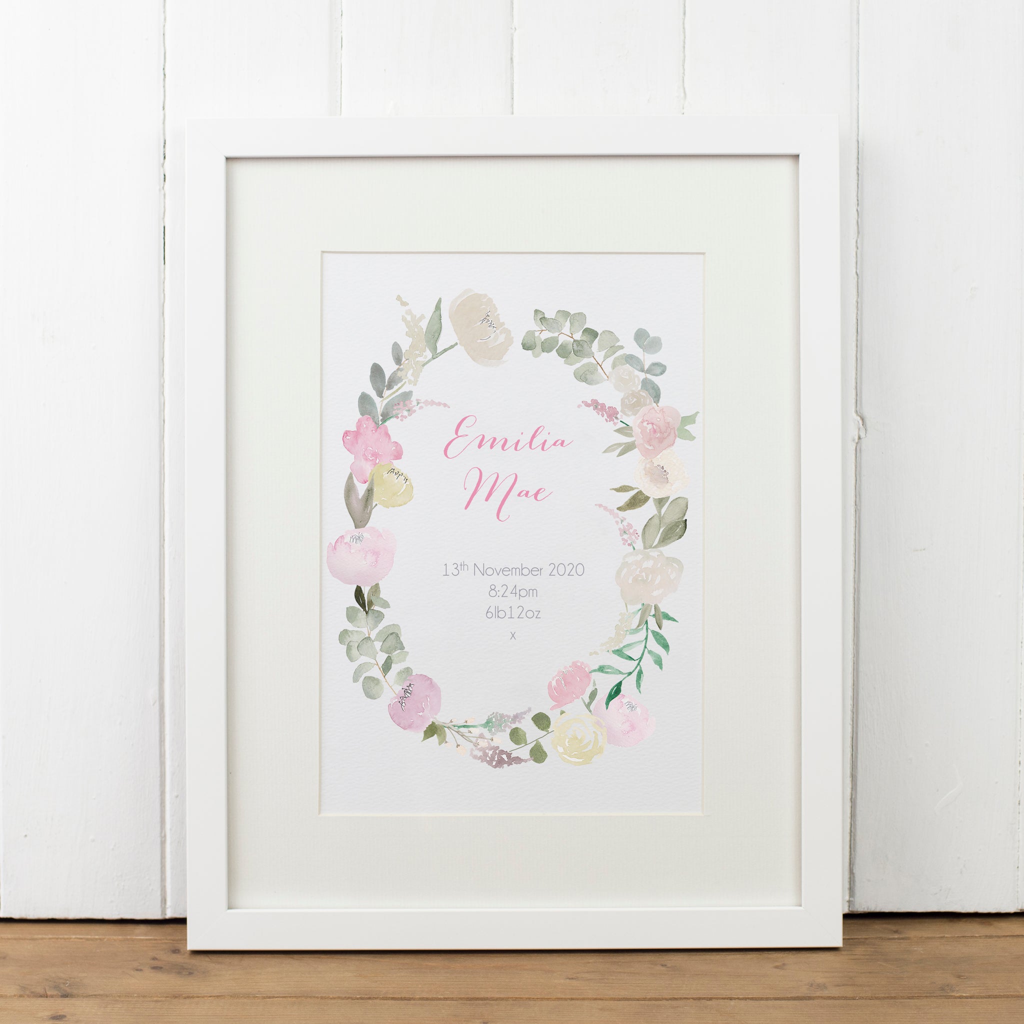 Personalised Floral Wreath Print - Yellowstone Art Boutique