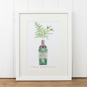 Personalised Tanqueray Gin Bottle Art Print - Yellowstone Art Boutique