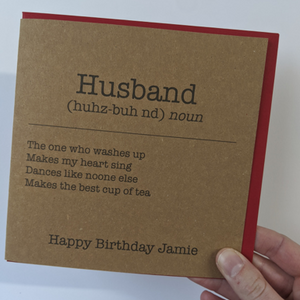 Personalised Husband Definition Card - Yellowstone Art Boutique