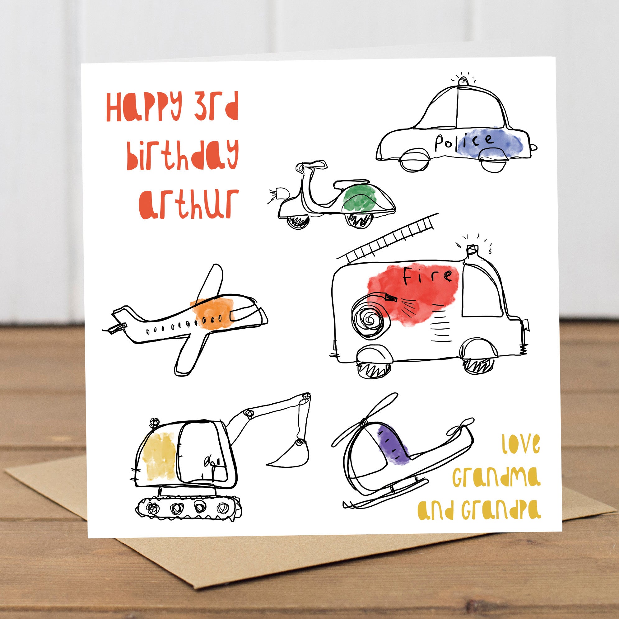 Personalised Vehicles Boys Birthday Age Card