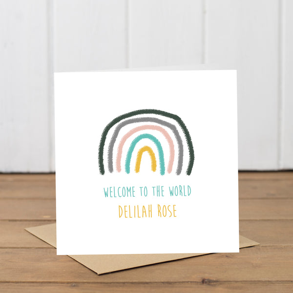 Personalised New Baby Rainbow Card