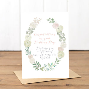 Wedding Day Wreath Card - Yellowstone Art Boutique