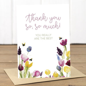 Thank You Floral Bees Card - Yellowstone Art Boutique