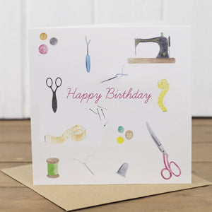 Sewing Happy Birthday Card - Yellowstone Art Boutique