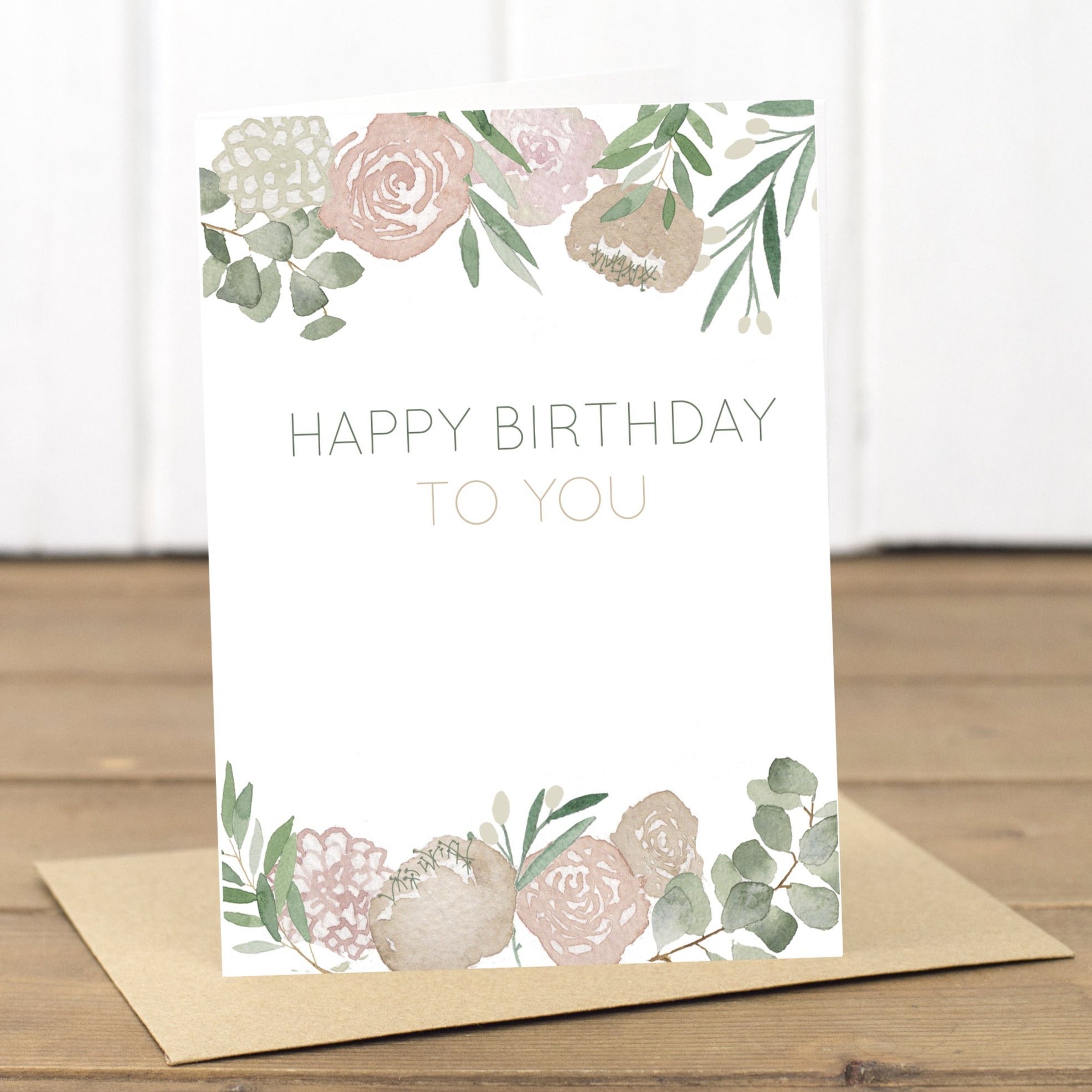 Blush Floral Happy Birthday Card - Yellowstone Art Boutique