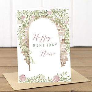 Nana Happy Birthday Floral Archway Card - Yellowstone Art Boutique