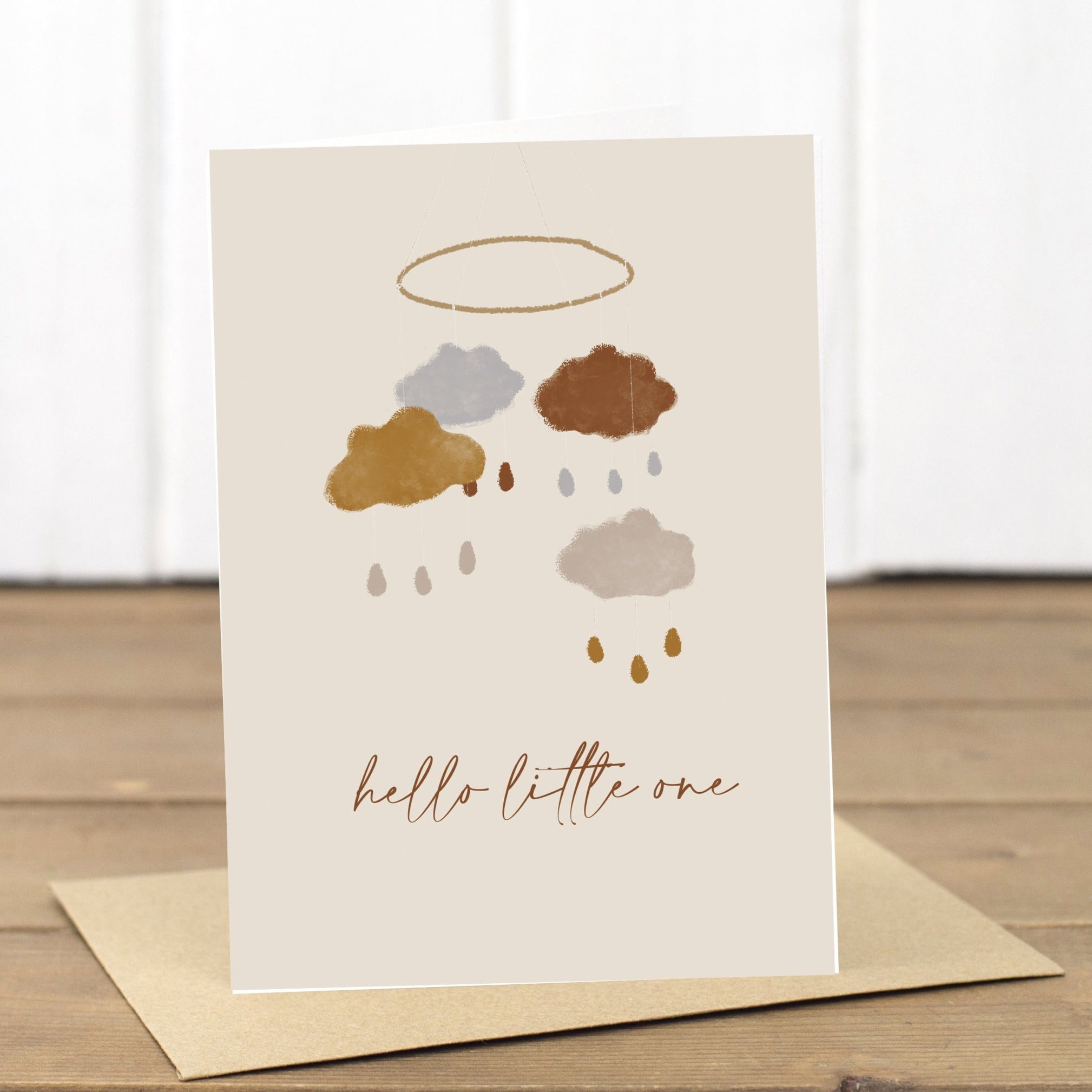 Hello Little One Unisex New Baby Card - Yellowstone Art Boutique