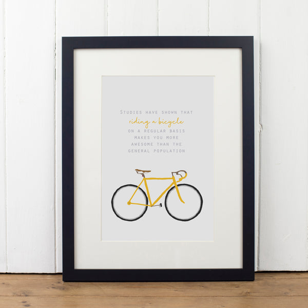 Yellow Bike Cycling Quote Art Print - Yellowstone Art Boutique