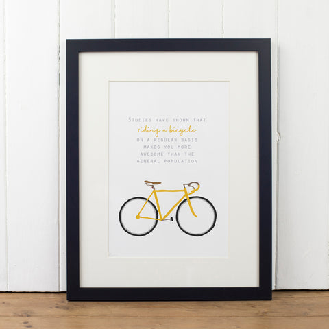 Yellow Bike Cycling Quote Art Print - Yellowstone Art Boutique