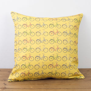 Yellow Bikes Cushion - Yellowstone Art Boutique