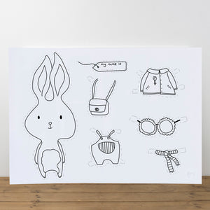 Colour in & Dress the Bunny Sheet - Yellowstone Art Boutique