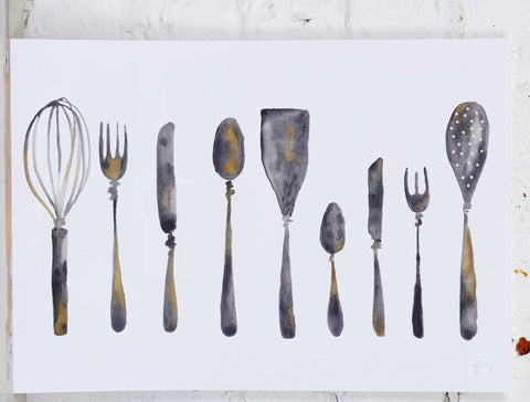Cutlery and Utensils Row Art Print - Yellowstone Art Boutique
