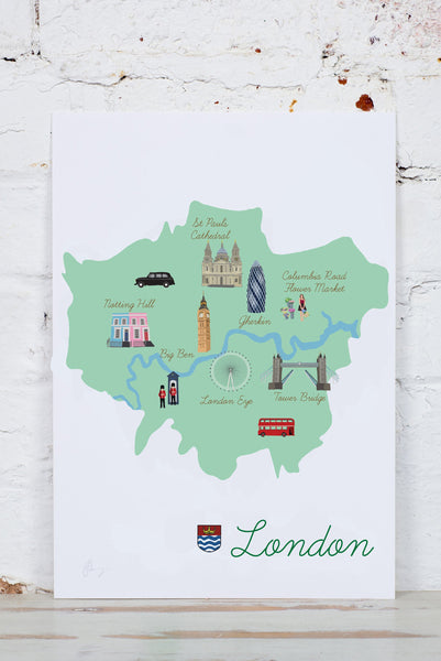London Map Art Print - Yellowstone Art Boutique