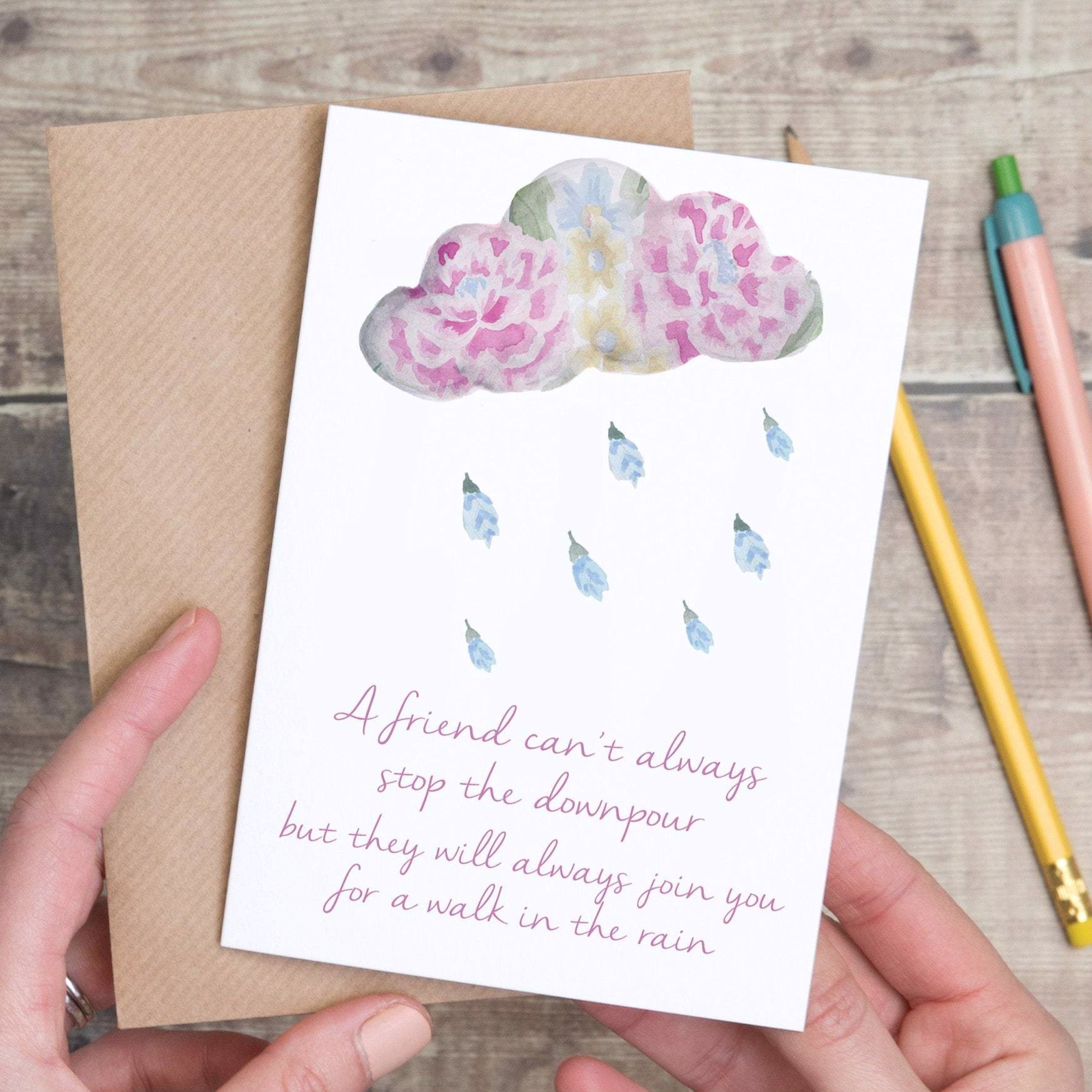 Stop the Downpour Cloud Sympathy Friendship Card - Yellowstone Art Boutique