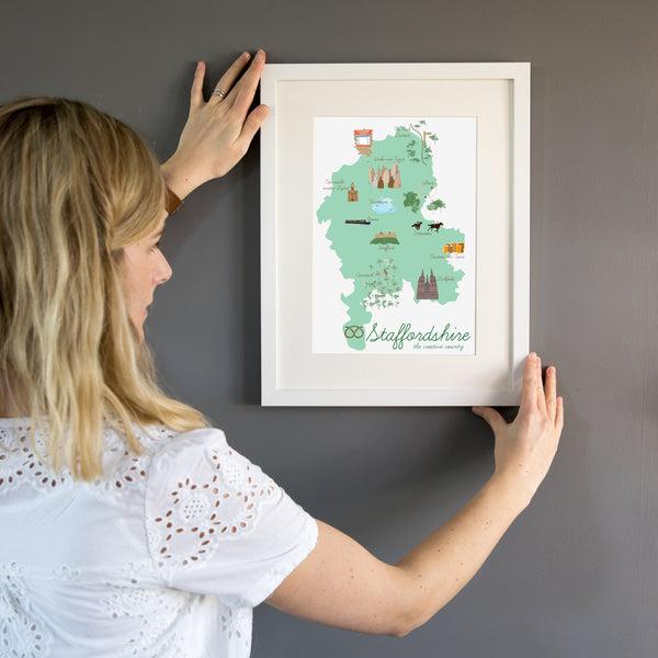 Staffordshire Map Art Print - Yellowstone Art Boutique